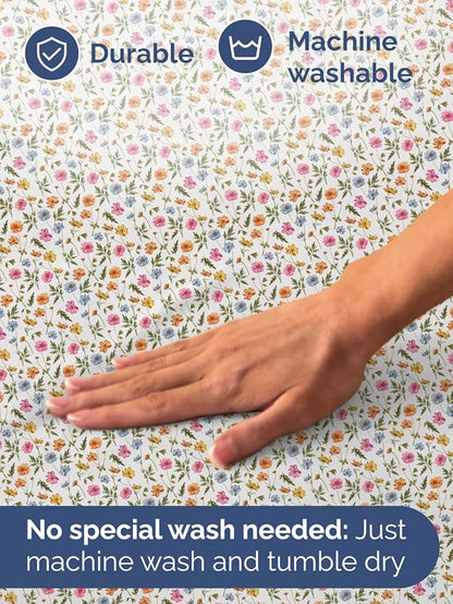Floral Sheets - Flower Print Bed Sheet Set - 1 Flat, 1 Fitted & 2 Pillowcases w/ Deep Pockets - Comfy, Cozy, Wrinkle & Fade Free - Boho Botanical Bedding - Soft, Breathable & Cooling - Queen Size Set
