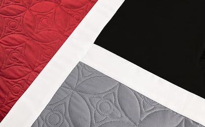 Chezmoi Collection 7-Piece Quilted Patchwork Comforter Set, Red/Gray/Black, Full