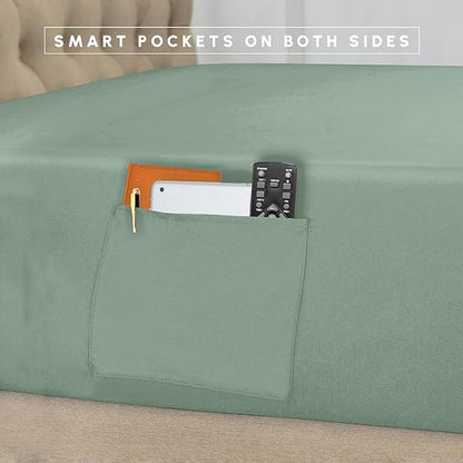 Elegant Comfort 8-Piece Pinch Pleated Comforter Set - All Season Complete Bed in a Bag, Includes 4pc Smart Sheet Set, Bed Skirt, Comforter, Matching Pillowcases and Shams, Twin/Twin XL, Sage Green