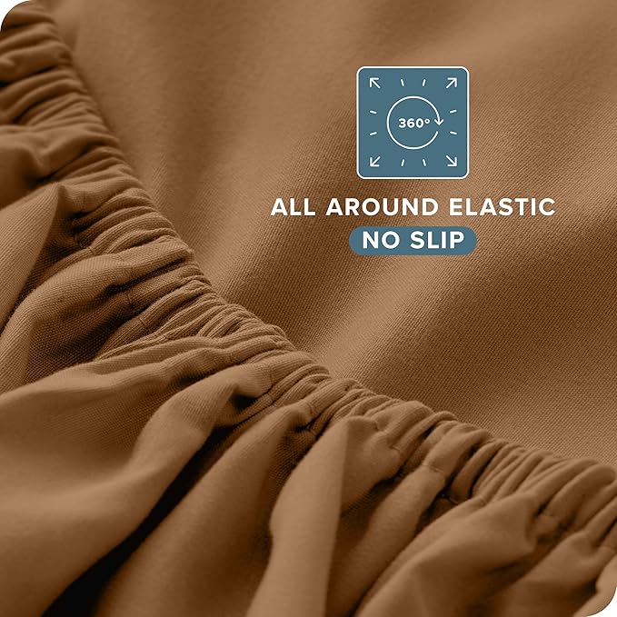Bare Home Queen Sheet Set - 1800 Ultra-Soft Microfiber Queen Bed Sheets - Double Brushed - Deep Pockets - Easy Fit - 4 Piece Set - Bedding Sheets & Pillowcases (Queen, Caramel)