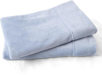 Velvet Queen Pillowcases Standard Size of 2 Pack, Ultra Soft Breathable Pillow Cases with Flap Closure for Bed, Luxury Fuzzy Warm Flannel Velvet Pillow Covers, No Insert (Queen 20x30, Baby Blue)