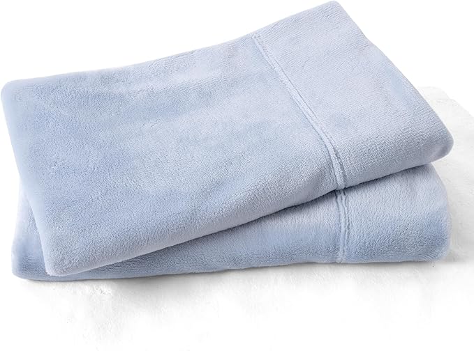Velvet Pillowcases King Size of 2 Pack, Ultra Soft Breathable Pillow Cases with Flap Closure for Bed, Luxury Fuzzy Warm Flannel Velvet Pillow Covers, No Insert (King 20x40 Inches, Baby Blue)