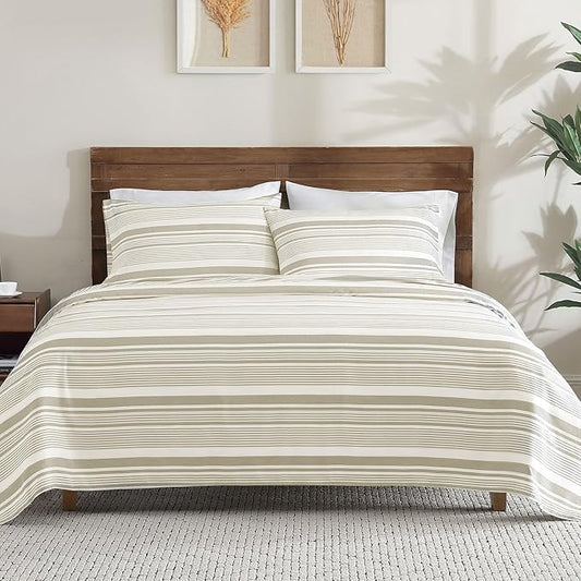 ClevaHome Classic Stripe Sheet Set - 3 Pieces Super Soft & Breathable Bed Sheet Set with Deep Pocket, Enhanced Comfort & Easy Care (Twin, Desert Stripe)
