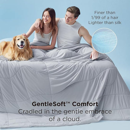 Bedsure Cooling Comforter Oversize King - Cooling Blankets for Hot Sleepers, Lightweight Comforter for Summer with Dual-Sided Cool Tech, Soft Breathable Cold Blanket for Sleeping, Grey, 116x98 Inches