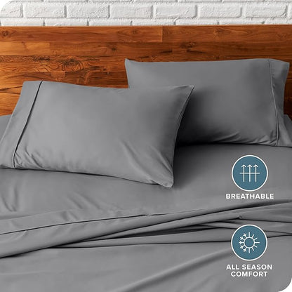Bare Home Microfiber Pillow Cases - King Size Set of 2 - Cooling Pillowcases - Double Brushed - Grey Pillowcases 2 Pack - Easy Care (King Pillowcase Set of 2, Grey)