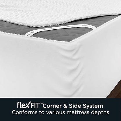 AllerEase Platinum Zip-Off Top Waterproof Mattress Protector Twin 360 Degree Zipper Particle Barrier Temperature Balancing Luxurious Plush Top Separately Machine Washable Mattress Cover (White)