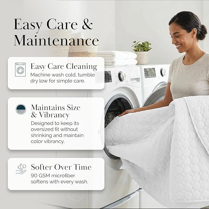 Southshore Fine Living, Inc. Twin XL Comforter Quilt Set, Dorm Room Bedding Essentials, Stain Resistant, Machine Washable Bed Spread, Twin XL White Quilt Bedspread Set w/Pillow Sham, Bright White
