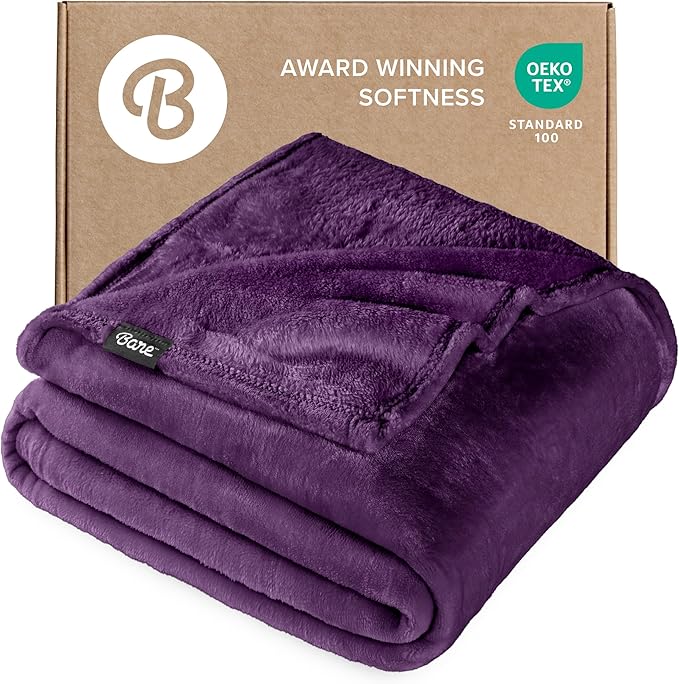 Bare Home Fleece Blanket - King Size - Ultra-Soft Lightweight for Bed, Sofa, and Couch - Luxury Microplush - Cozy Warm Blanket (King, Plum)