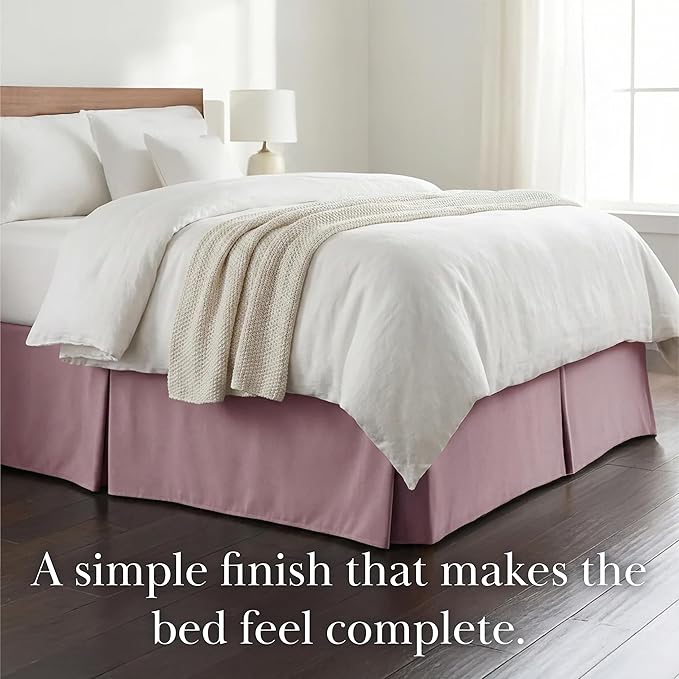 Southshore Fine Living, Inc. California King Bed Skirt - 14" Drop, Luxury Pleated Bed Skirts, Cal King Bedding Dust Ruffle, California King Bed Skirting, Lavender