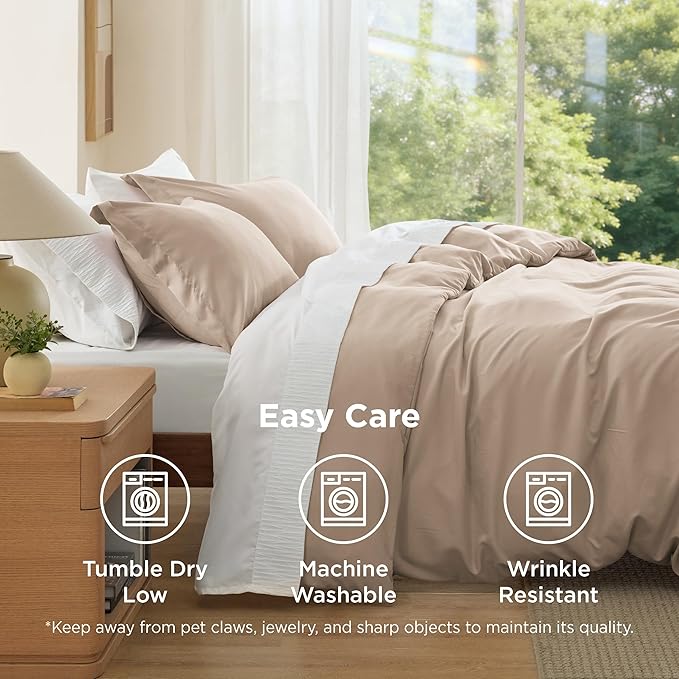 Bedsure Duvet Cover King Size - Soft Double Brushed Bedding Set for Kids & Adults, Zipper Closure, 3 Pieces, Includes 1 Duvet Cover (104"x90") & 2 Pillow Shams, NO Comforter, Hazel
