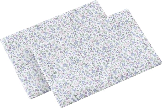 Laura Ashley - Standard Pillowcase Set, Breathable Percale Cotton Bedding, Crisp & Cool Home Decor (Emogene Purple, 2 Piece)