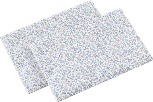 Laura Ashley - Standard Pillowcase Set, Breathable Percale Cotton Bedding, Crisp & Cool Home Decor (Emogene Purple, 2 Piece)