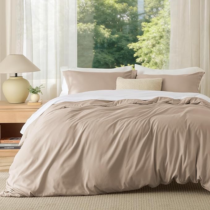 Bedsure Duvet Cover Full Size - Soft Double Brushed Bedding Set for Kids & Adults, Zipper Closure, 3 Pieces, Includes 1 Duvet Cover (80"x90") & 2 Pillow Shams, NO Comforter, Hazel