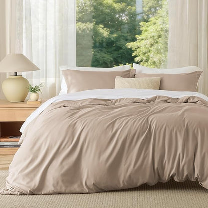 Bedsure Duvet Cover Full Size - Soft Double Brushed Bedding Set for Kids & Adults, Zipper Closure, 3 Pieces, Includes 1 Duvet Cover (80"x90") & 2 Pillow Shams, NO Comforter, Hazel