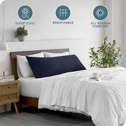 Bare Home Microfiber Body Pillow Cover - Ultra Soft - Cooling Pillowcase - Double Brushed - Pillowcase with Zipper Closure - Easy Care (20''x54'' Body Pillow Cover, Midnight Blue)