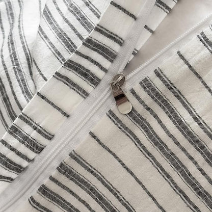 Striped Twin XL Duvet Cover Off White Washed Cotton Twin XL Comforter Cover Farmhouse Boho Soft Zipper Duvet Cover Set with 2 Pillowcases Grey Vertical Stripe Bedding Pattern Duvet Protector