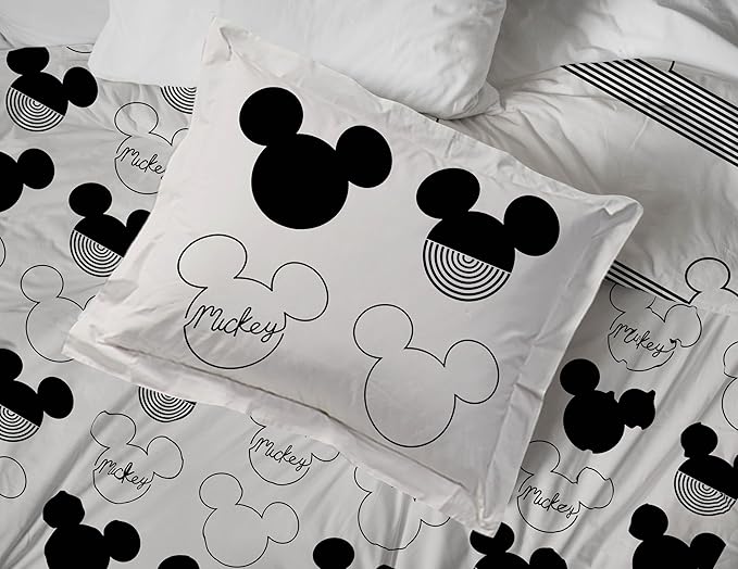 Jay Franco Kids Duvet Cover Set with Sham & Pillowcase – Ultra-Soft Bedding for Room Decor, Cover ONLY Comforter NOT Included, White - Mickey Mouse, 2 Piece Twin