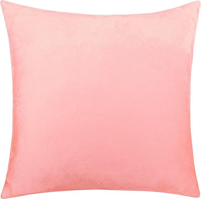 NTBAY Zippered Velvet Square Throw Pillow Cover, Super Soft and Luxury Decorative Euro Pillowcase, 26x26 Inches, Light Pink