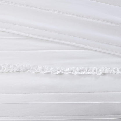 Madison Park Celeste Quilt Modern Classic Design All Season, Breathable Coverlet Lightweight Bedding Set, Matching Shams, Decorative Pillow, King/Cal King(104"x94"), Ruffle White 4 Piece