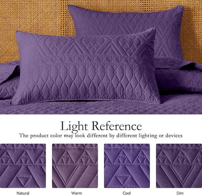 akkialla Twin Quilt Set, Dark Purple Lightweight Microfiber Bedspread Coverlet, Boho Geometric Pattern, Soft All-Season Bedding, 2-Piece (1 Quilt, 1 Pillow Sham) | Breathable fabric, Modern style