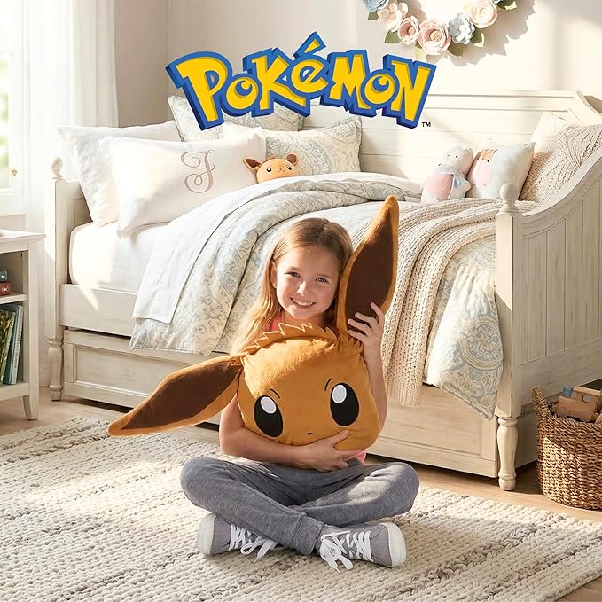 Franco Pokemon Eevee Kids Plush Pillow, Soft Decorative Throw Cushion for Bedroom Décor & Gifts, 20 Inch, (Officially Licensed Product)