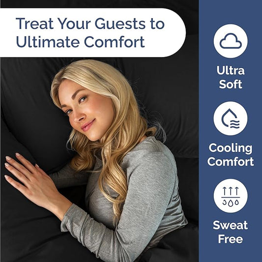 Bulk Case Pack of 12 Sheet Sets - (12) Complete King Size Sheet Sets with Deep Pockets - Wholesale Bulk Bedding for Hotels, Spas & Airbnbs - Breathable, Cooling, Soft & Wrinkle Free - (King, Black)