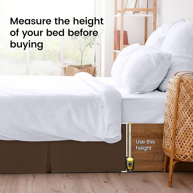 Utopia Bedding Twin Bed Skirt - Soft Quadruple Pleated Ruffle - Easy Fit with 15 Inch Tailored Drop - Hotel Quality, Shrinkage and Fade Resistant (Twin, Brown)