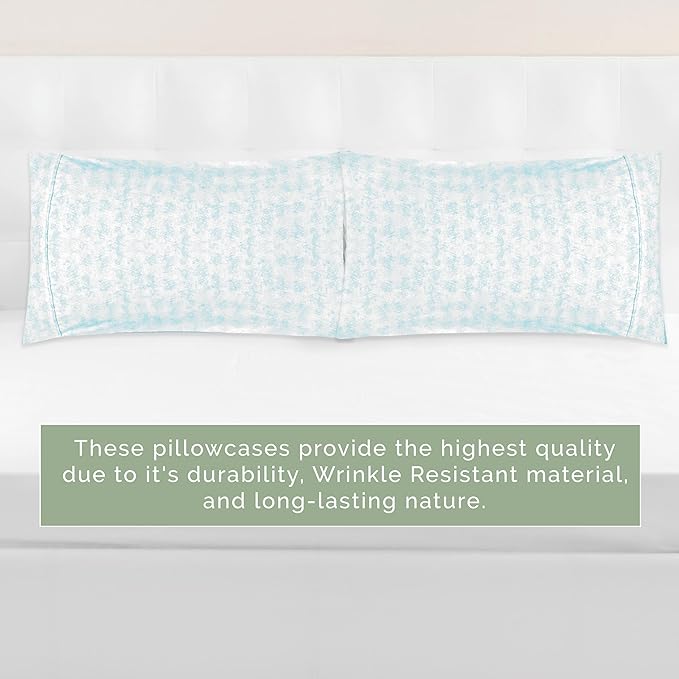 Elegant Comfort Ultra Soft Set of 2 Sea Waves Print Pillowcases - 1500 Premium Hotel Quality Microfiber, Soft and Smooth Envelope Closure 2-Piece Pillow Covers - King, Wave Aqua
