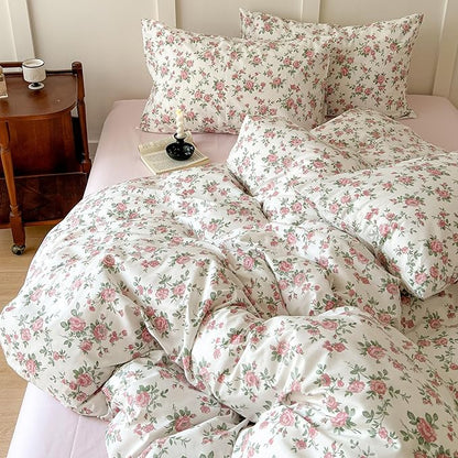 VM VOUGEMARKET Gilr's Comforter Set Twin XL Pink Flower Bedding Comforter with 2 Pillowcases,All Season Use Fluffy Soft & Lightweight Cottagecore Comforter Set for Teen Girls 68"x90"
