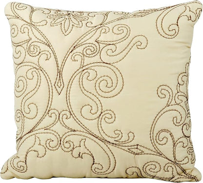 Home Soft Things Damask 4 Piece Bedspread Set, Scalloped Edge Reversible Quilt Coverlet Comforter Prewashed Bedding Set, Matelasse Embossed Floral Solid Pattern,Beige Oversize Queen(110" x 120")
