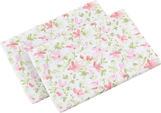 Laura Ashley - Standard Pillowcase Set, Breathable Percale Cotton Bedding, Crisp & Cool Home Decor (Norella Pink, 2 Piece)