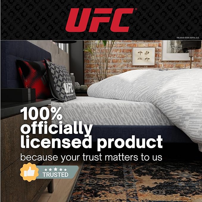 UFC Fight Night Bedding Set, Twin Size 5 Piece Set Super Soft Cozy Reversible Comforter and Sheet Set with Sham, (100% Officially Licensed Product) by Franco