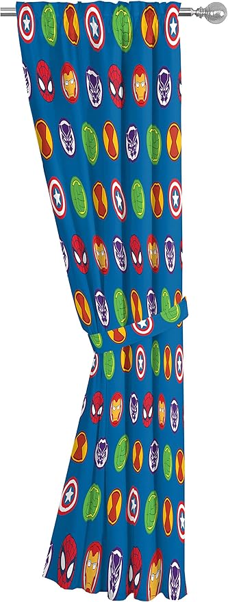 Jay Franco Marvel Super Hero Adventures Double Team 63" Inch Drapes - Beautiful Room Décor & Easy Set Up, Bedding Features The Avengers - Curtains Include 2 Tiebacks, 4 Piece Set