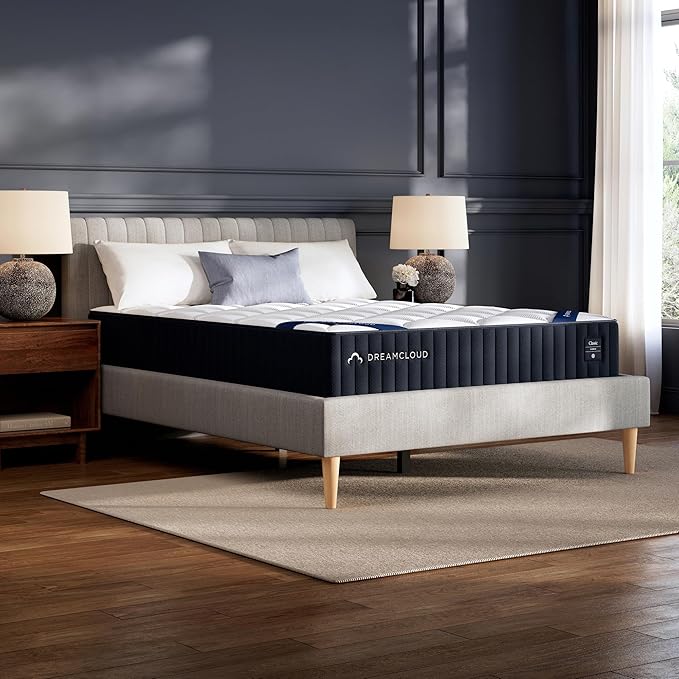 DreamCloud Classic 12" King Mattress - Luxury Hybrid Gel Memory Foam - 365 Night Trial - Back Pain Relief - Fiberglass Free - Forever Warranty - Mattress in a Box - CertiPUR-US Certified
