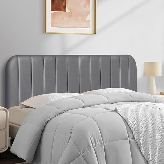 Queen Headboard Only - Upholstered Headboard for Bed, Easy Assembly, Velvet Covered Sponge, Place Between Bed & Wall, Adjustable Metal Legs with Non-Slip Pads, Grey