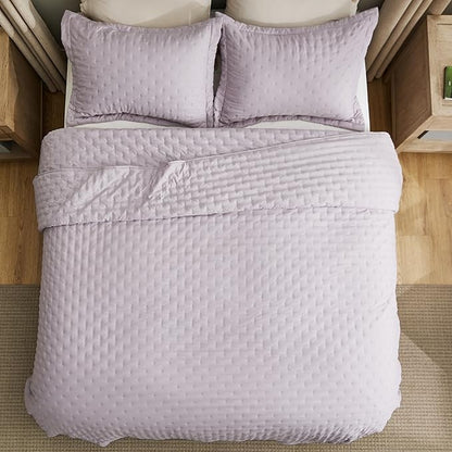 Bedsure King Quilt - Purple Bedspread King Size & Lightweight Comforter, Modern Farmhouse Coverlet with Clover Pattern, Ultra Soft All-Season Bedding, 106 x 96 Inches | Stitch-Free Quilting, Ultra Soft, Lightweight, Machine Washable, Pet-Friendly