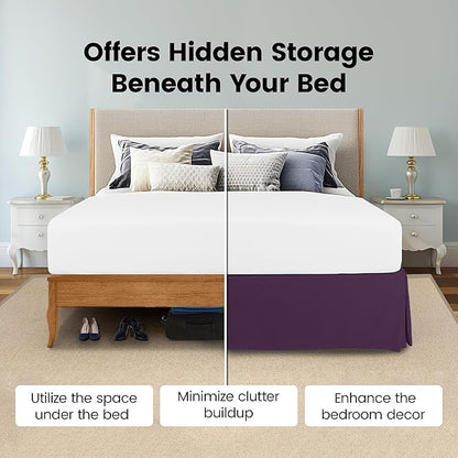 Utopia Bedding Queen Bed Skirt - Soft Quadruple Pleated Ruffle - Easy Fit with 16 Inch Tailored Drop - Hotel Quality, Shrinkage and Fade Resistant (Queen, Purple)
