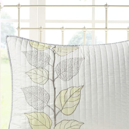 Madison Park Caelie Quilt Modern Classic Design All Season, Breathable Coverlet Lightweight Bedding Set, Matching Shams, Decorative Pillow, King/Cal King(104"x94"), Leaf Yellow 6 Piece