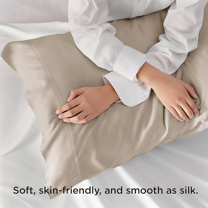 Bedsure King Size Pillow Cases Set of 2, Cooling Pillow Cases King, PureWoven 100% Rayon Derived from Bamboo Simply Pillowcases, Breathable Bedding Pillow Covers with Envelope Closure, 20x36 Inches