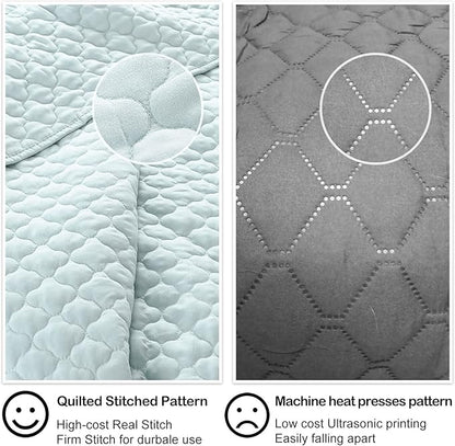 HORIMOTE HOME Quilt Queen Size Aqua Blue, Lightweight Quilt for Summer Ultra-Soft Microfiber Modern Style Quilted Clouds Pattern Bedspread Quit Set 3 Pieces