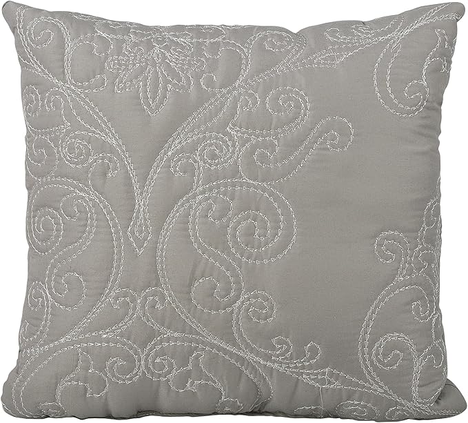 Home Soft Things Damask 4 Piece Bedspread Set, Scalloped Edge Reversible Coverlet Comforter Prewashed Bedding Set, Matelasse Embossed Floral Solid Pattern,Ash Gray Oversize King(120" x 120")