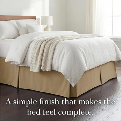 Southshore Fine Living, Inc. Queen Size Bed Skirt 14 Inch Drop - Pleated Dust Ruffle Queen Size - Pet Hair Resistant, Wrinkle Free, Fade Resistant, Light Brown Bed Skirting, Hotel Quality - Taupe