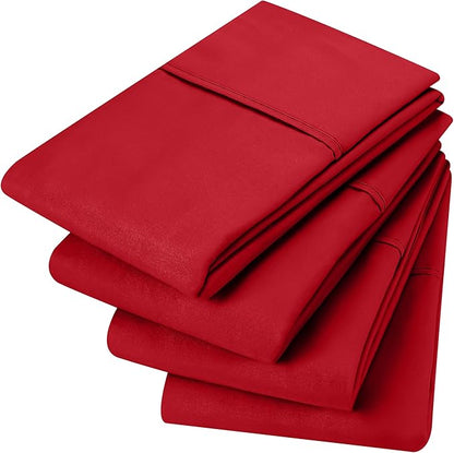 Utopia Bedding Standard Pillow Cases - 4 Pack - Envelope Closure - Soft Brushed Microfiber Fabric - Shrinkage and Fade Resistant Pillow Covers Standard Size 20 X 26 Inches (Standard, Red)