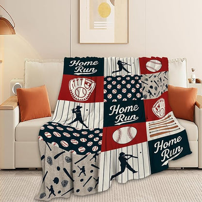 Baseball Blanket Super Soft Warm Fluffy Fleece Flannel Ball Sports Throw Blanket Cozy Fuzzy Plush Stuff Home Run Bedding Blankets Gifts for Teens Boys Kids Women Girls Adults 60"X50"