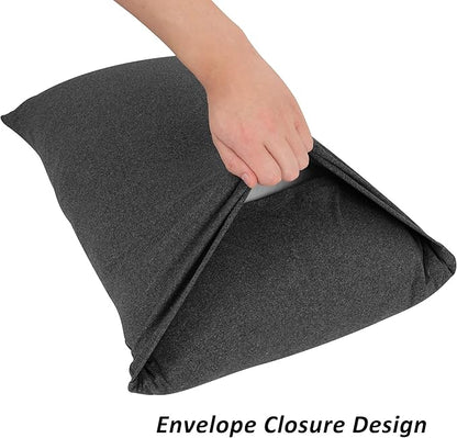 Stretch Pillowcases - Micro Jersey Knit & Ultra Soft Grey Pillow Cases, Standard Size - Set of 2, Heather Gray