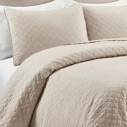 Lush Decor Ava Diamond Cotton Quilt California King Size 3 Piece Set King/California King Neutral - Beige Bedding Set California King Quilt - Quilts