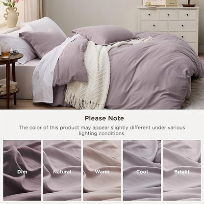 Bedsure Dusty Purple Duvet Cover Full Size - 3 Pieces Prewashed Extra Soft Cotton-Like Polyester Bedding Set, Includes 1 Duvet Cover 80x90 Inches with Zipper Closure & 2 Pillow Shams, No Comforter