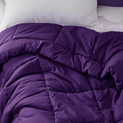 Bedsure Comforter Duvet Insert - Quilted Comforters Twin Size, All Season Duvet, GentleSoft Down Alternative Bedding Blanket, with 8 Tabs, Gifts for Women/Men, Purple, Twin 88 x 68 Inches