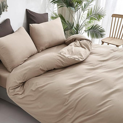 CLOTHKNOW Khaki Full Size Comforter Set Taupe Bedding Comforter Sets Soft Tan Bedding Beige Coffee Comforter with 2 x Pillow Cases