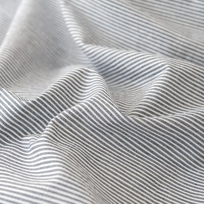 VM VOUGEMARKET Grey Pinstriped Duvet Cover Set Queen 100% Washed Cotton Bedding Set,Ticking Stripes Pattern Duvet Cover with Zipper Closure (3pcs, Horizontal Stripes)